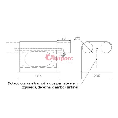 CAJETIN INOX.2 SALIDA CON TRAMPILLA  0,70